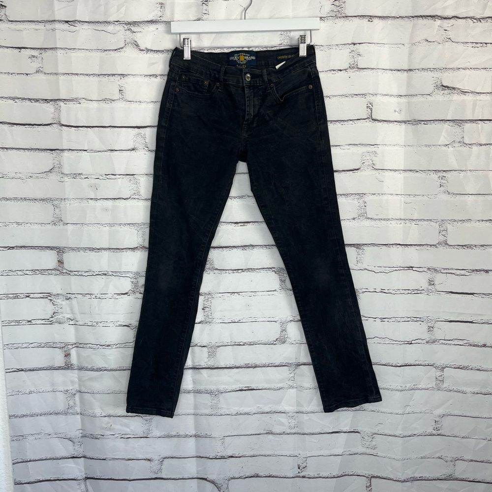 Lucky Brand Sweet’n Straight Leg Jeans Faded Black Women’s 4/27 Stretch Denim